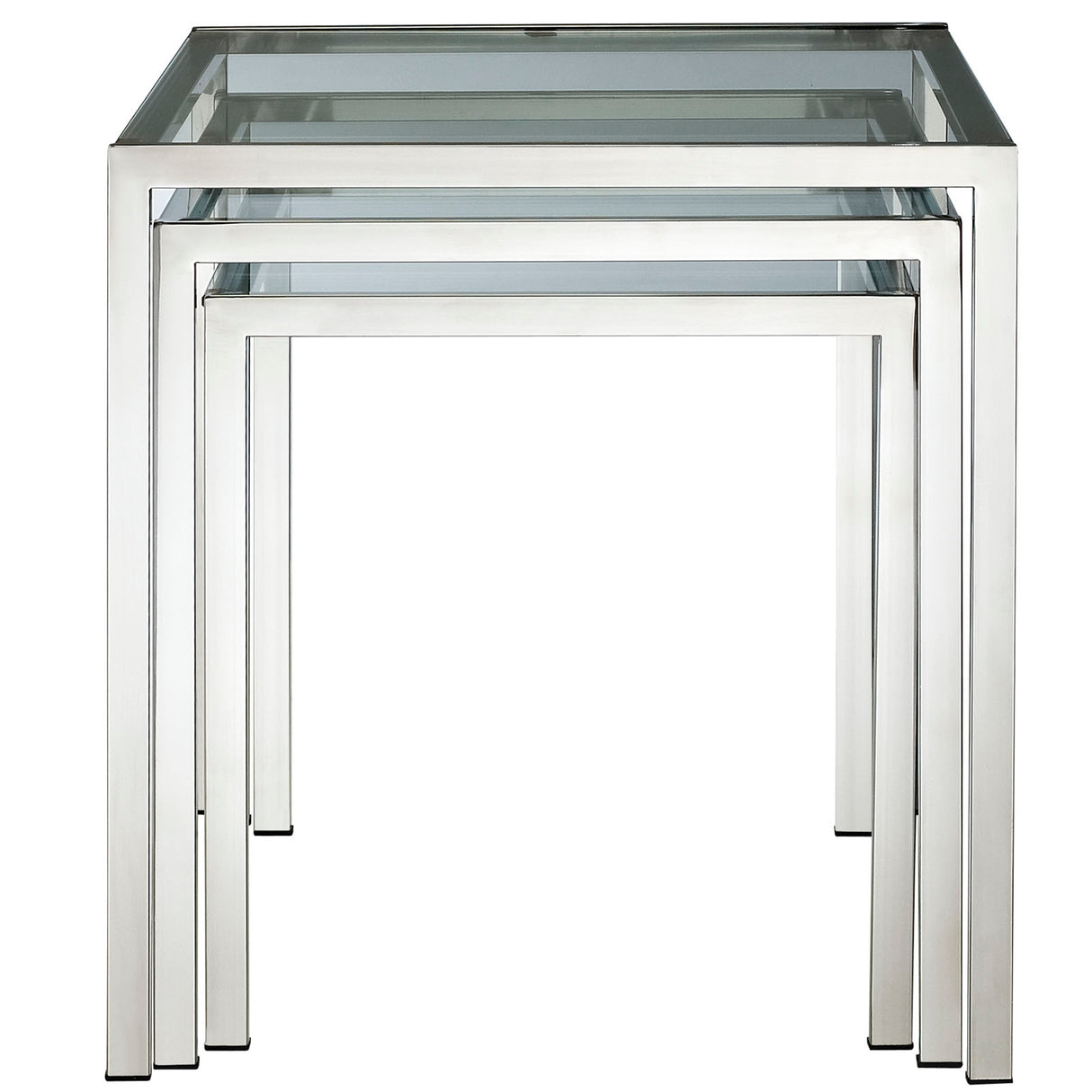 Modern Glass And Stainless Steel 3 - Piece Side Nimble Nesting Table - BUILDMYPLACE