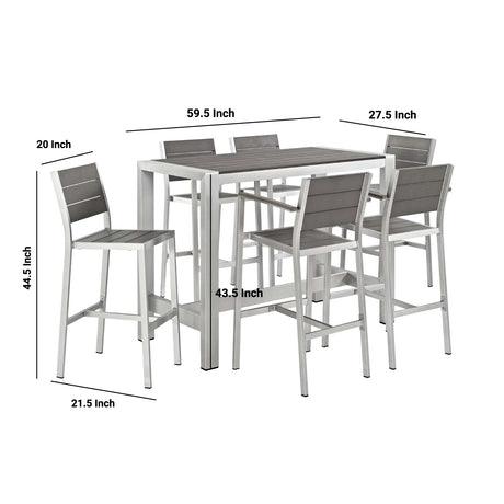Shore 7 Piece Outdoor Patio Aluminum Dining Set - BUILDMYPLACE
