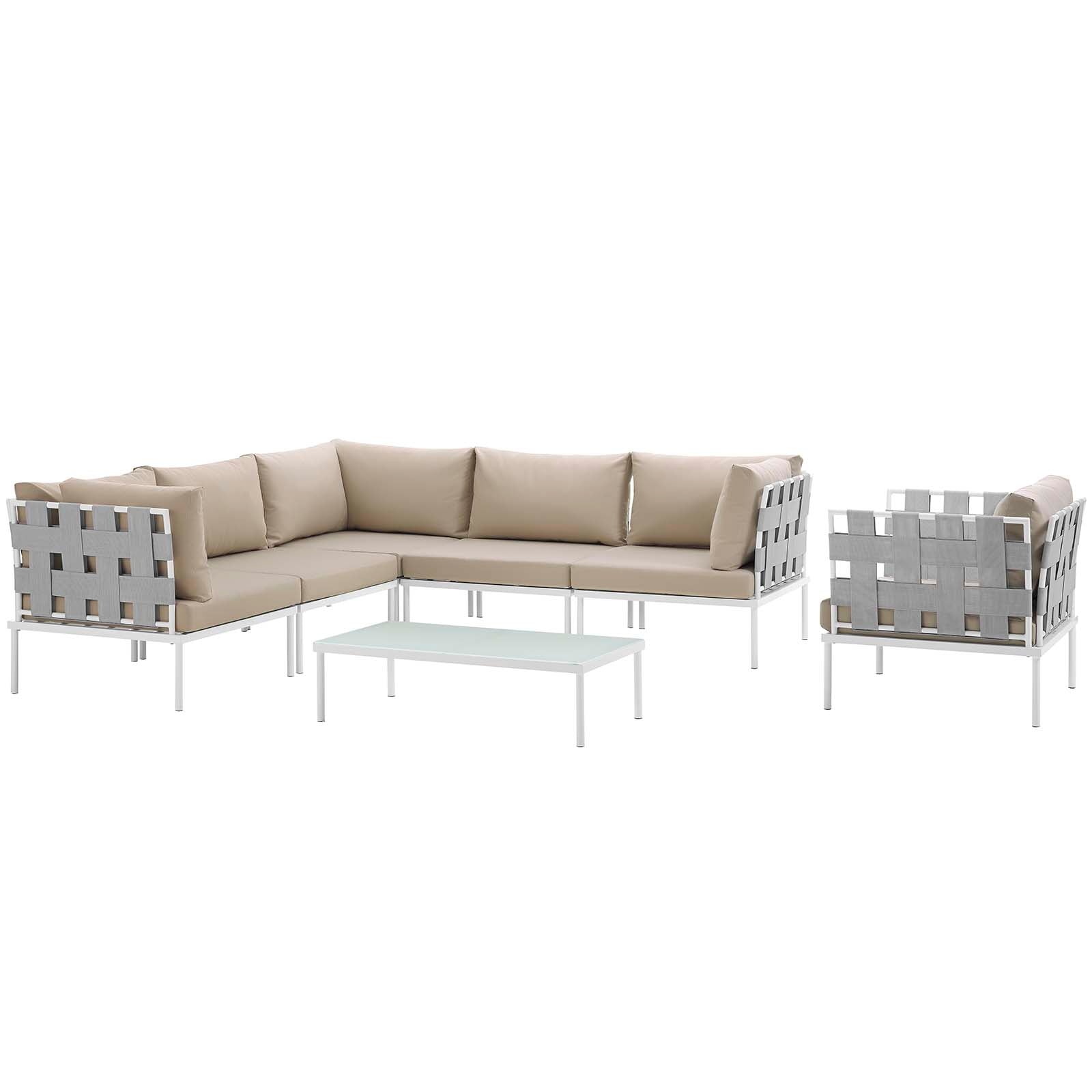 Harmony 7 Piece Outdoor Aluminum Sofa Set W/ Armchair