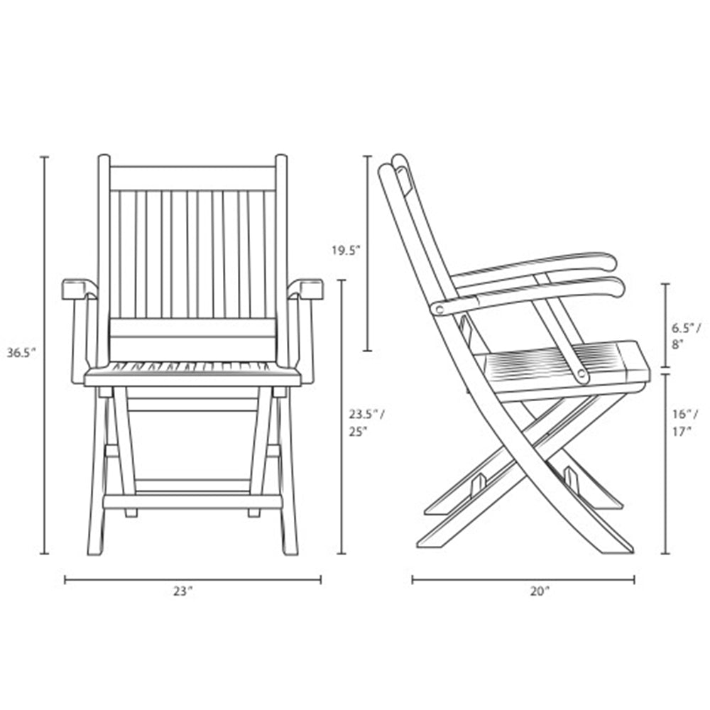 One Marina Outdoor Patio Teak Folding Chair - BUILDMYPLACE