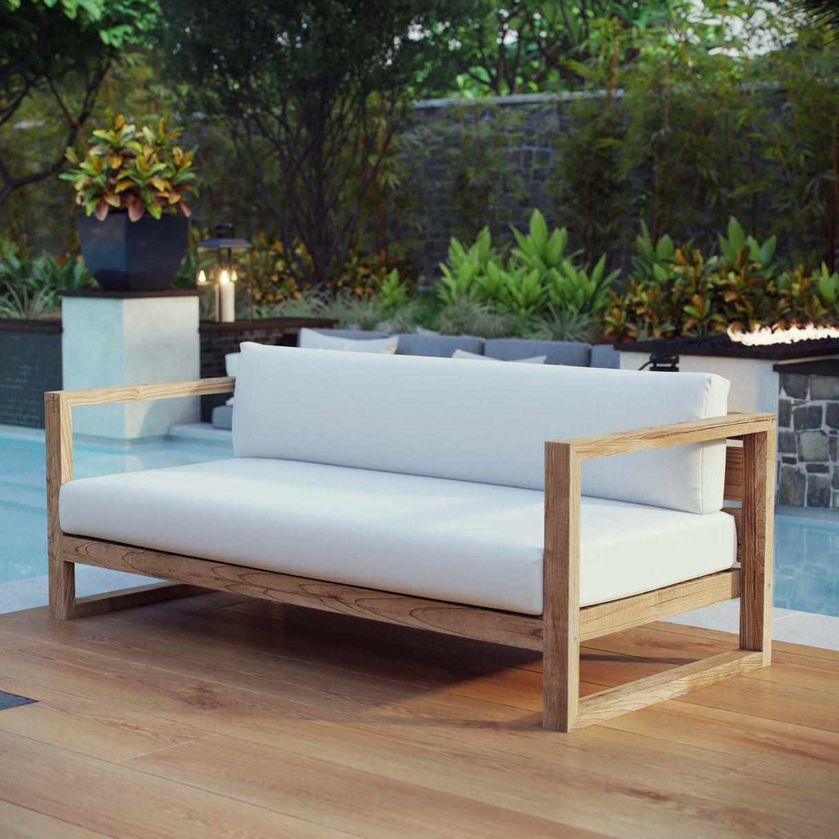 Upland Outdoor Patio Teak Sofa - BUILDMYPLACE