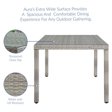 Aura 68 Inch Outdoor Patio Wicker Rattan Dining Table