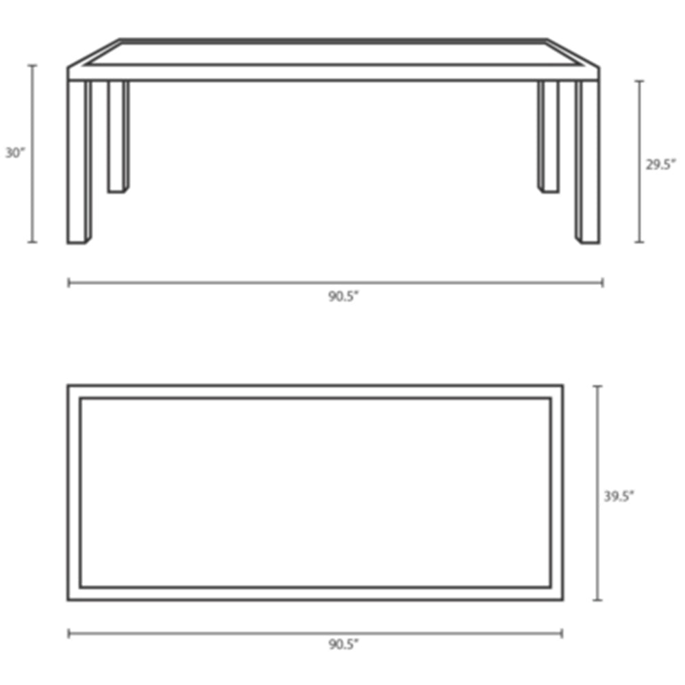 Stance 90.5 Inch Outdoor Patio Aluminum Dining Table - BUILDMYPLACE
