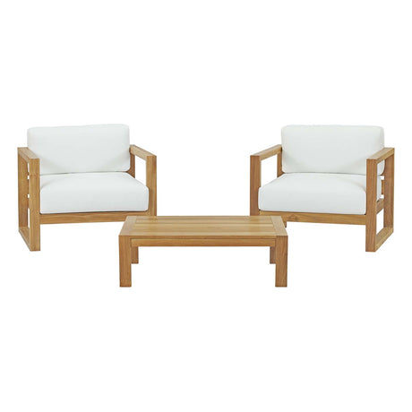 Upland 3 Piece Outdoor Patio Teak Set With Upland Coffee Table - BUILDMYPLACE