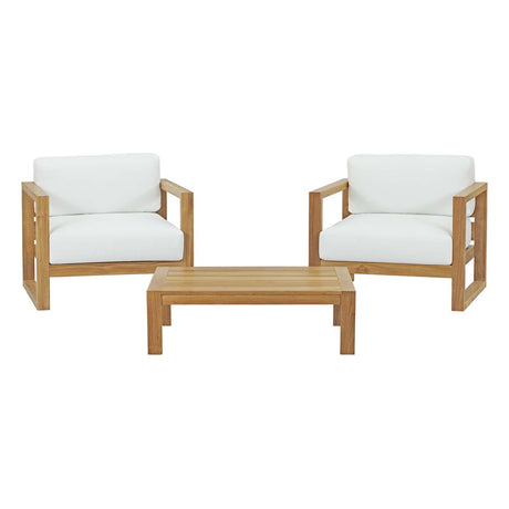 Upland 3 Piece Outdoor Patio Teak Set With Upland Coffee Table - BUILDMYPLACE