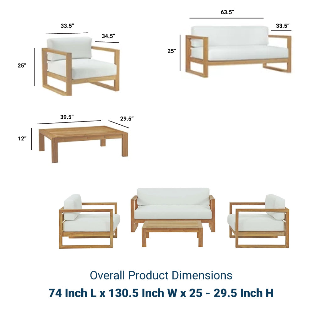 Upland 4 Piece Outdoor Patio Teak Set - BUILDMYPLACE