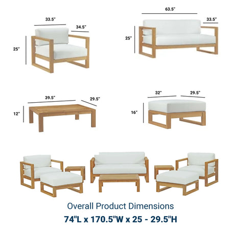 Upland 8 Piece Outdoor Patio Teak Set - BUILDMYPLACE