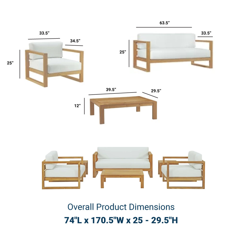 Upland 6 Piece Outdoor Patio Teak Set - BUILDMYPLACE