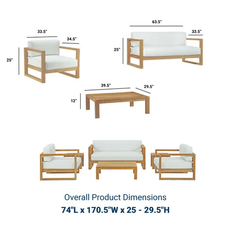 Upland 6 Piece Outdoor Patio Teak Set - BUILDMYPLACE