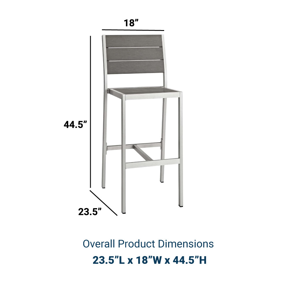 Shore Armless Bar Stool Outdoor Patio Aluminum Set Of 2 - BUILDMYPLACE