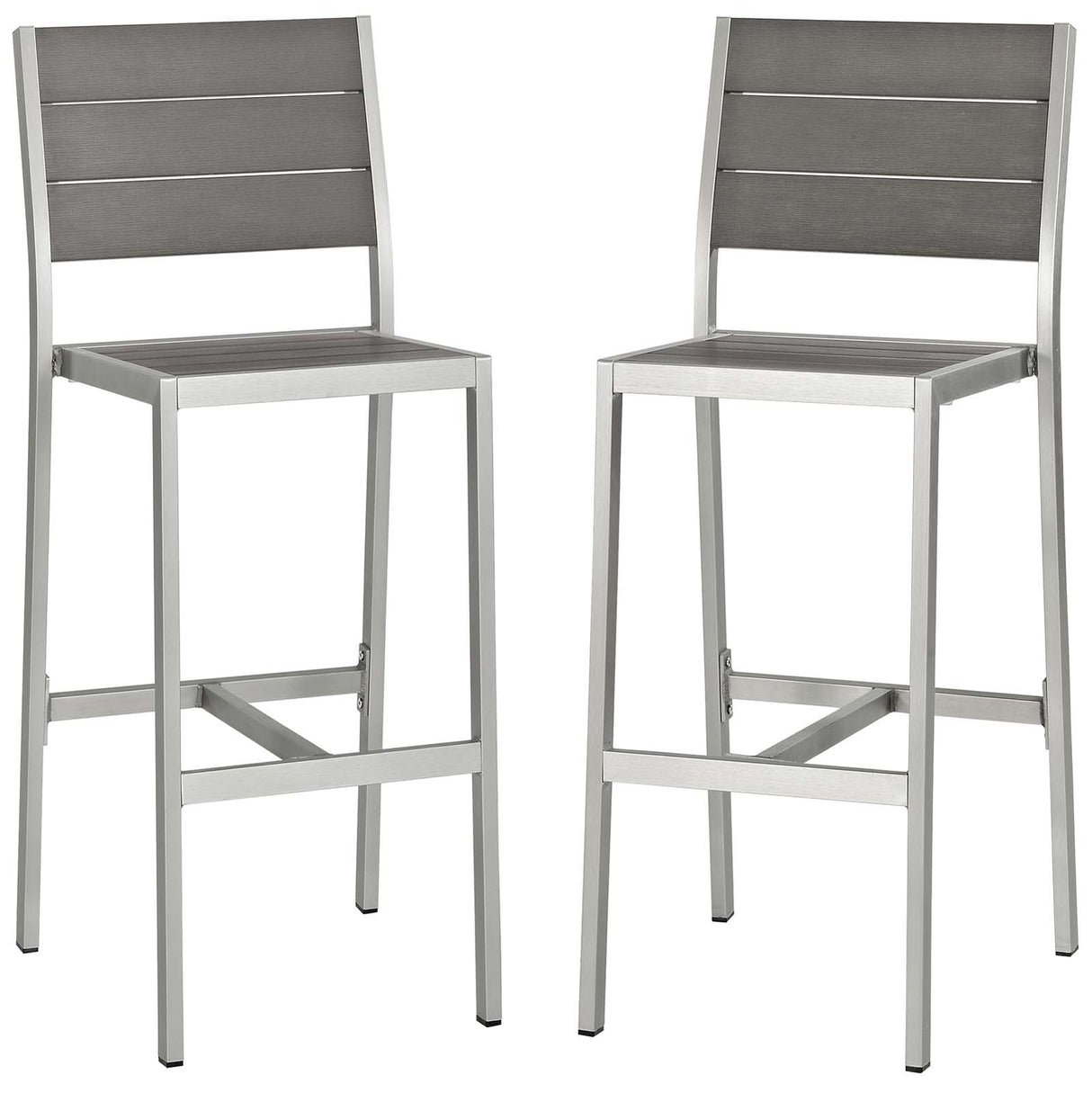 Shore Armless Bar Stool Outdoor Patio Aluminum Set Of 2 - BUILDMYPLACE
