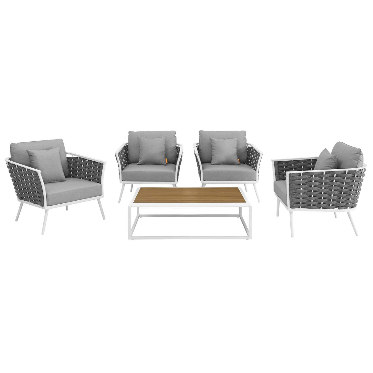 Stance 5 Piece 4 Seater Outdoor Patio Aluminum Sectional Sofa Set - BUILDMYPLACE