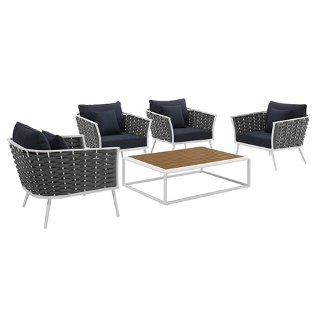 Stance 5 Piece 4 Seater Outdoor Patio Aluminum Sectional Sofa Set - BUILDMYPLACE