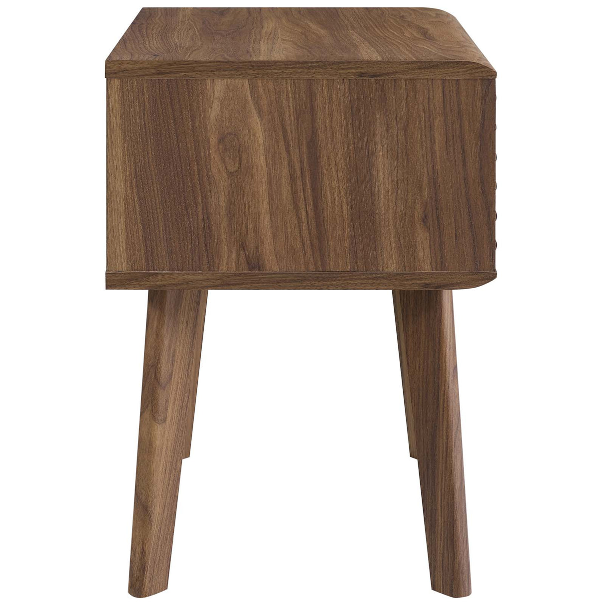 Mid Century Render Modern End Table Nightstand With Four Tapered Wood Legs - Small End Table In Walnut Grain Laminate - BUILDMYPLACE