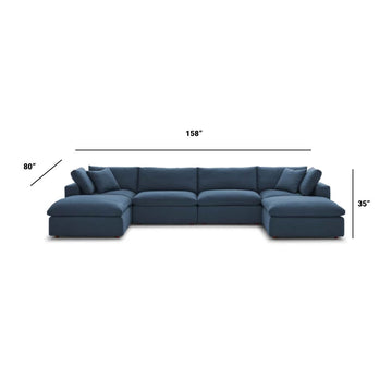 Modern Occasional Commix Down Filled Overstuffed 6 Piece Sectional Sofa Set