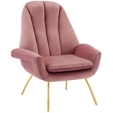 Decorative Summit Accent Performance Velvet Comfy Chair - Modern Channel Tufted Armchair