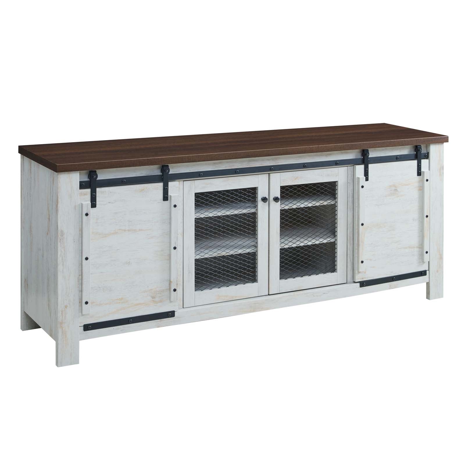 Farmhouse 47” Kitchen Pantry Cabinet, White Freestanding Buffet