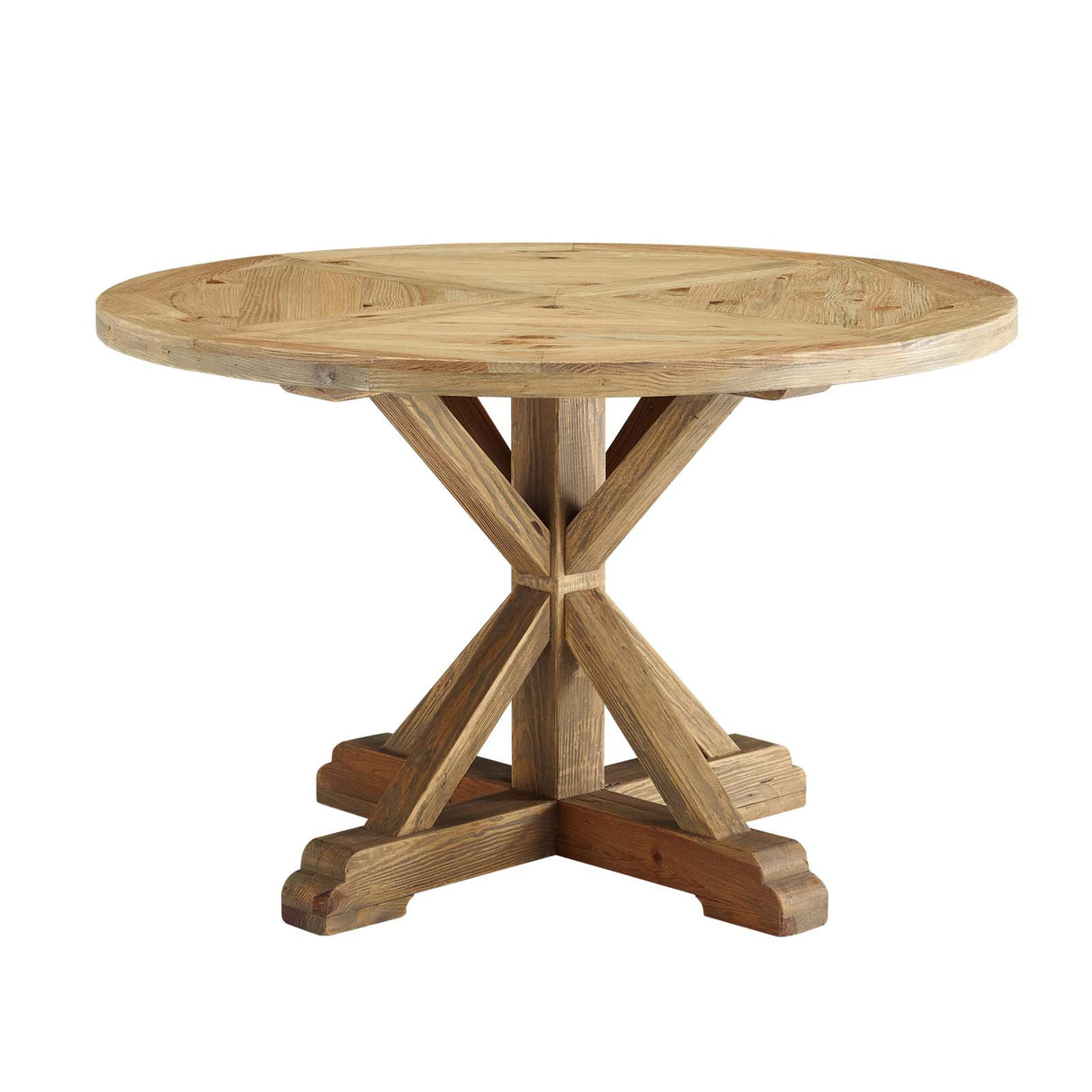 Stitch 47" Round Pine Wood Dining Table - Farmhouse Kitchen And Dining Room Table - BUILDMYPLACE