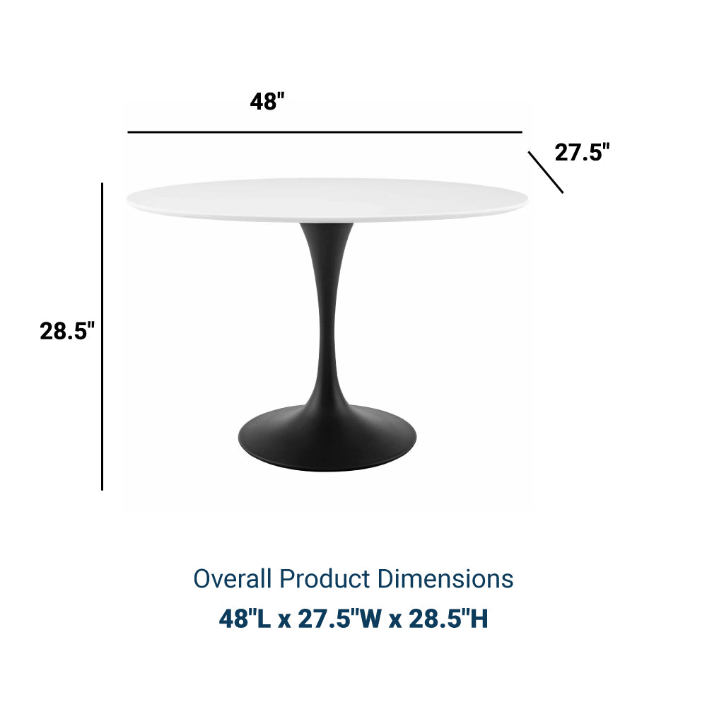 Lippa 48" Oval Wood Top Dining Table - Metal Tapered Base Dining Table - BUILDMYPLACE