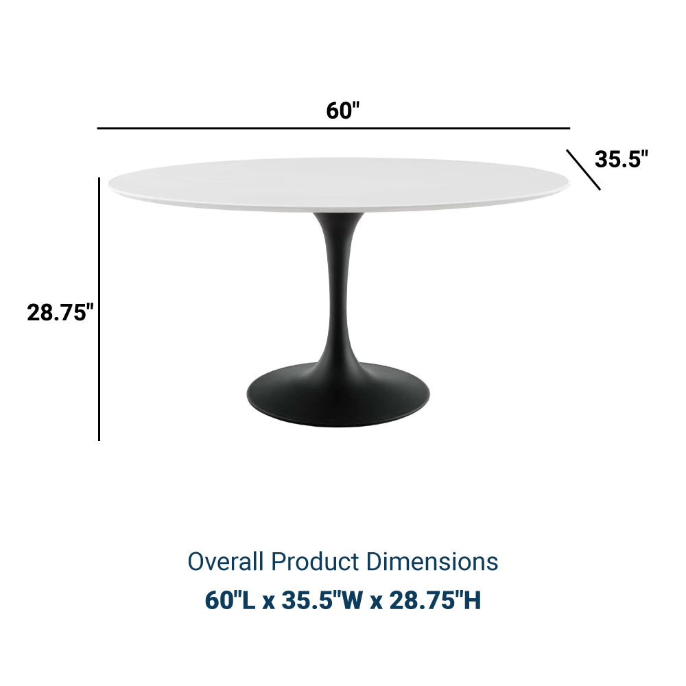 Lippa 60" Oval Wood Top Dining Table - Metal Tapered Base Dining Table - BUILDMYPLACE