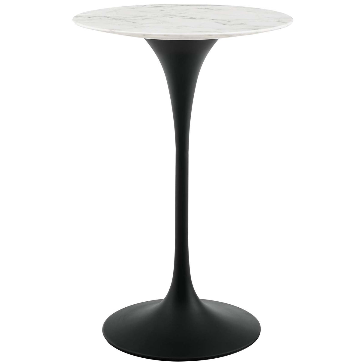 Lippa 28" Round Artificial Marble Bar Table In Black Stand - BUILDMYPLACE