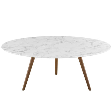 Lippa 40" Round Artifical Top Coffee Table - Wood Tapered Base Dining Table