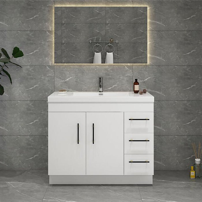 Everest Freestanding Bathroom Vanity with Acrylic Sink, Doors & Drawers