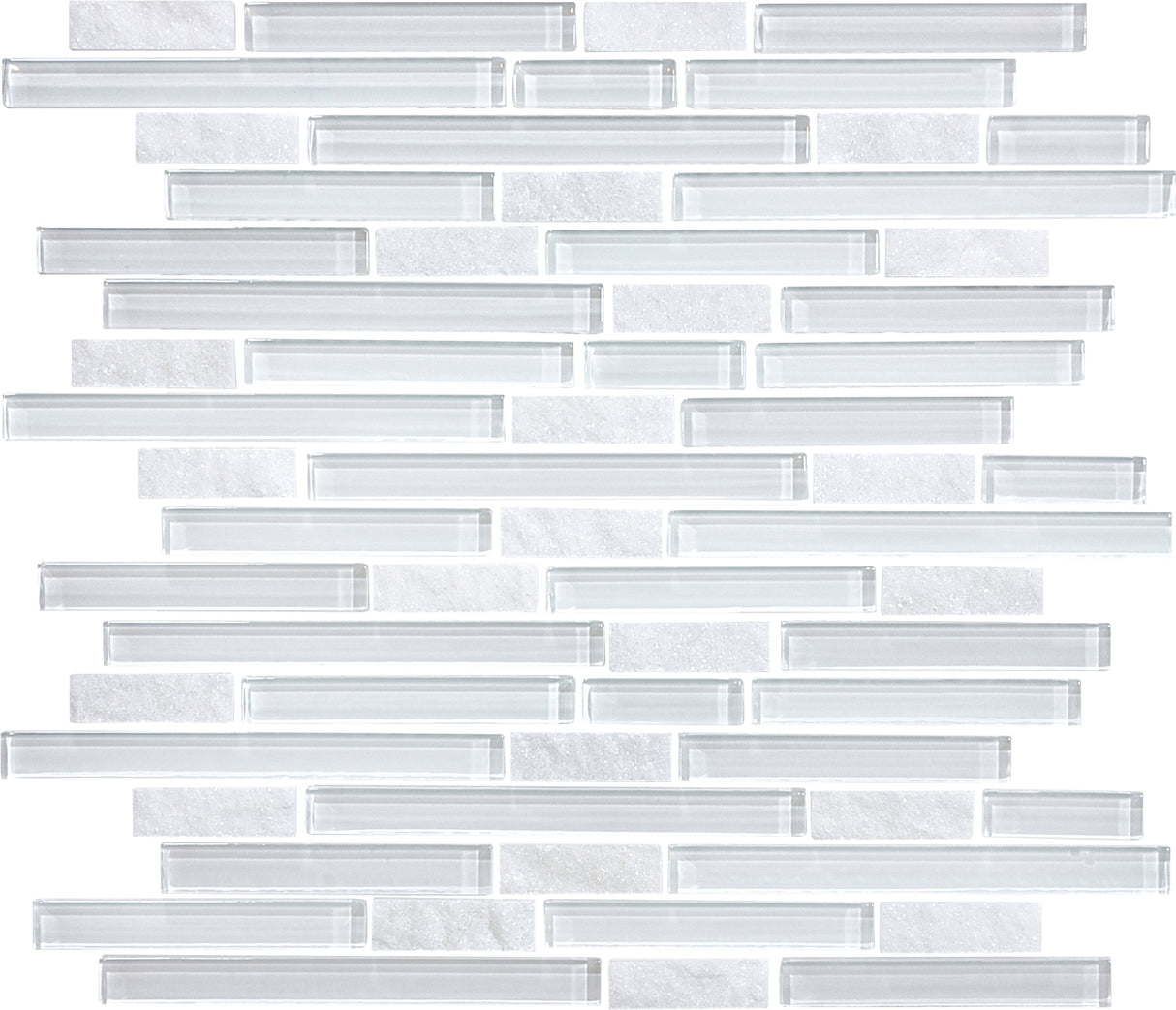 Norwegian Ice Random Strip Glass Quartz Blend Mosaic