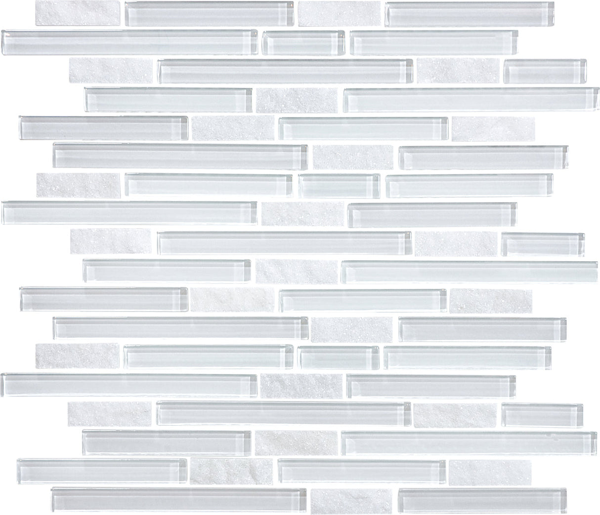 Norwegian Ice Random Strip Glass Quartz Blend Mosaic