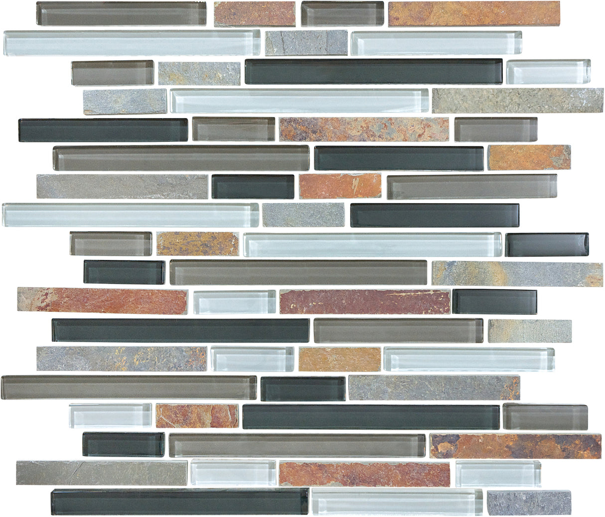 Random Strip Smoky Mica Glass Slate Blend Mosaic