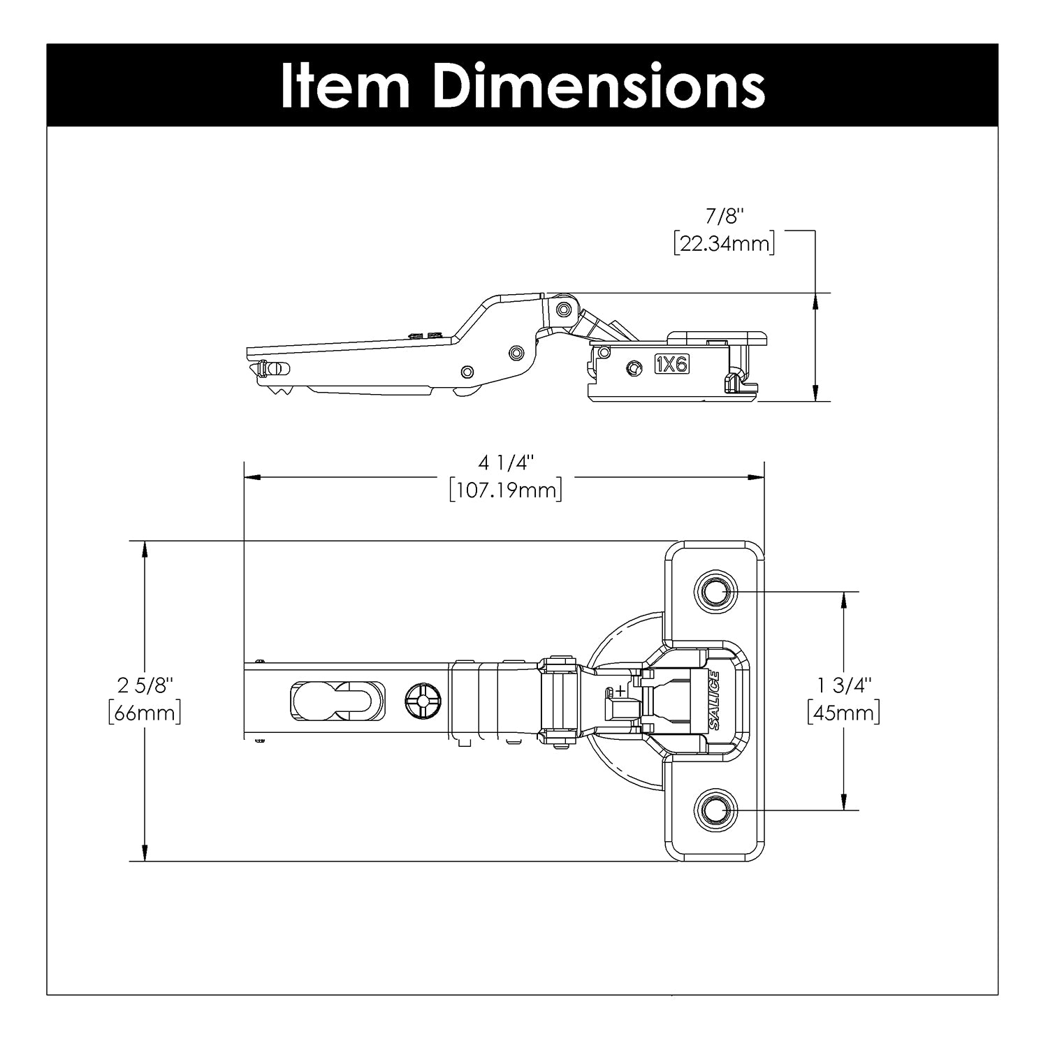Hinge Concealed Half Overlay Frameless Soft Close (2 Hinges/Per Pack) Polished Nickel- Hickory Hardware