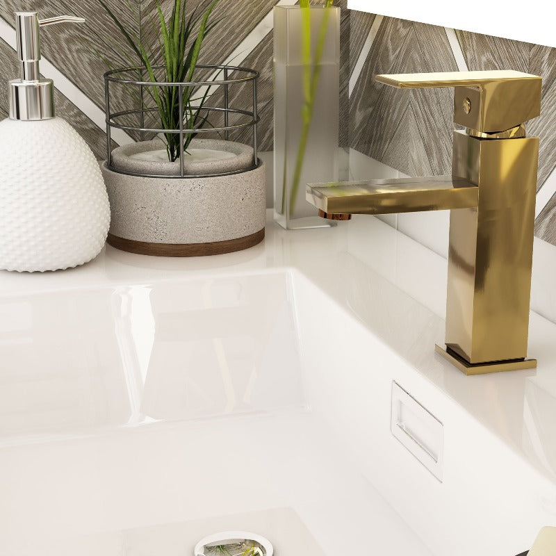 Single-Handle Single Hole Deck Mount Bathroom Sink Faucet with Pop Up (40n Without Overflow) & 2 Pcs Hot & Cold 27.56 in. Hose