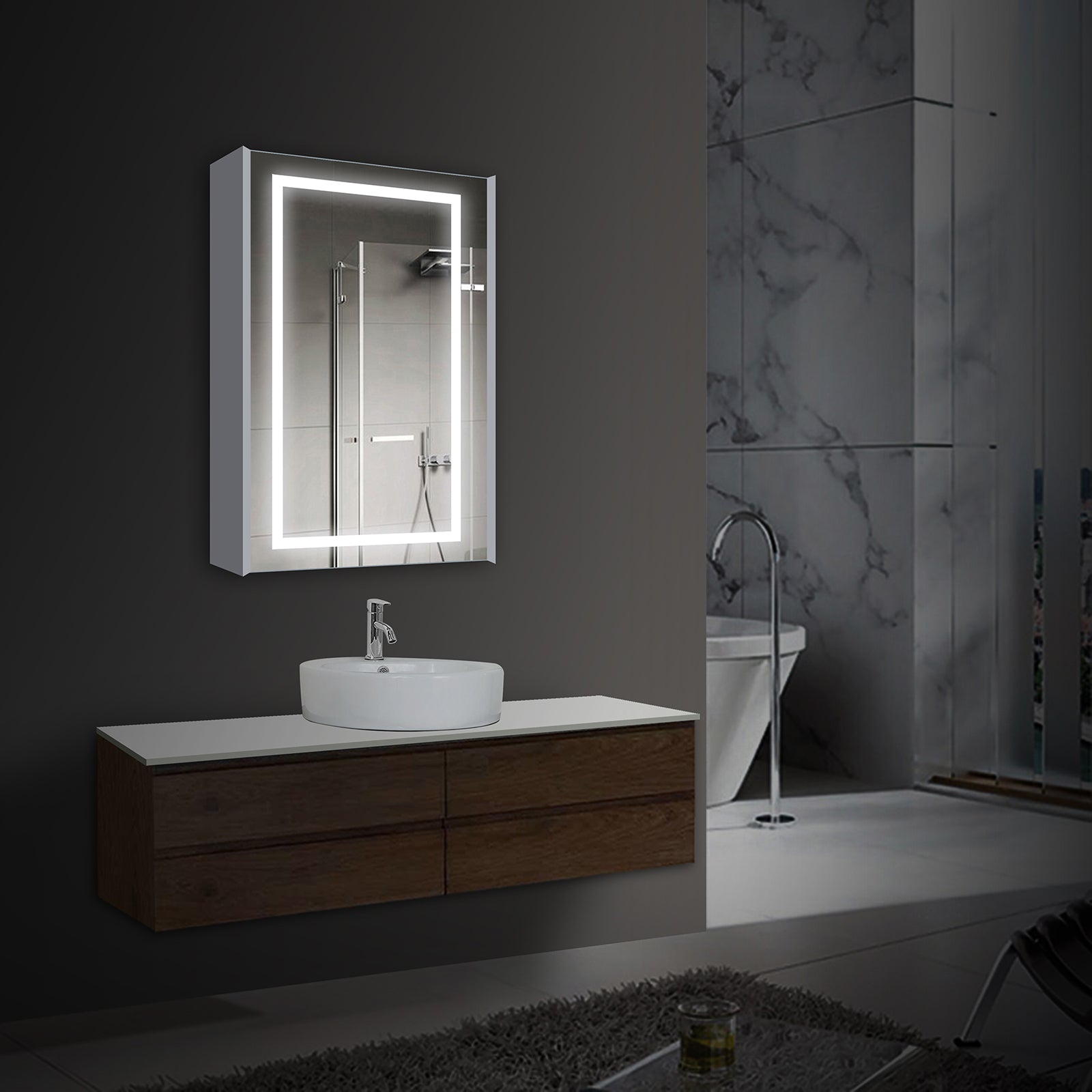 A set of washbasin, mirror, wall lamp, a toilet and a bi…