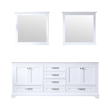 Dukes 80 In. White Freestanding Double Bathroom Vanity Cabinet Without Top & 30 In. Mirrors