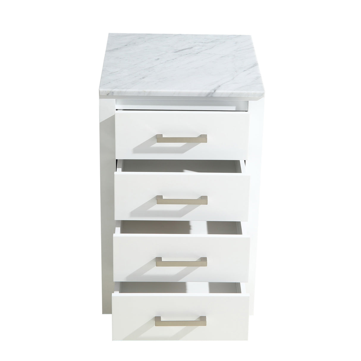Jacques 20" White Side Cabinet, White Carrara Marble Top
