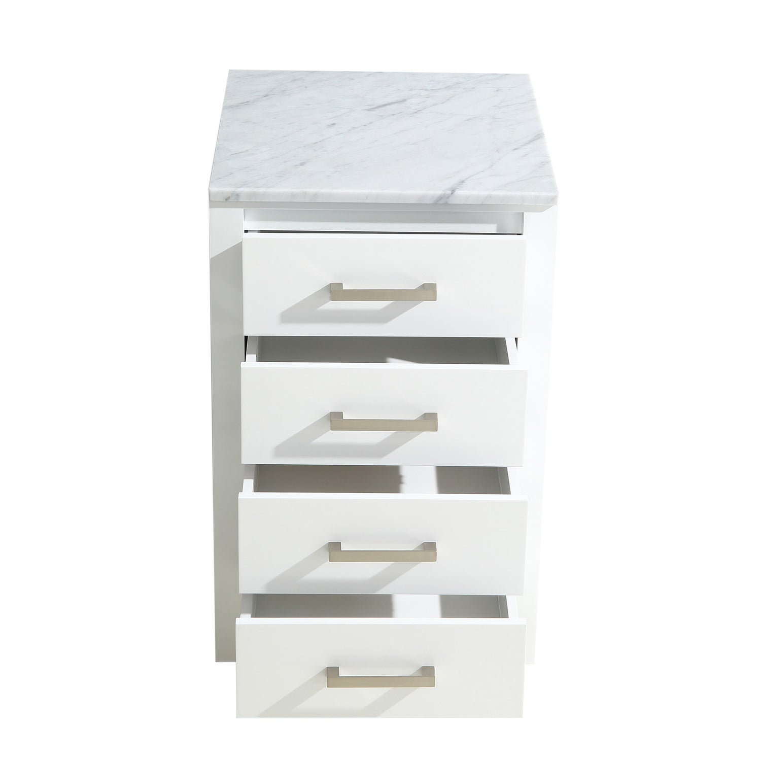 Jacques 20" White Side Cabinet, White Carrara Marble Top
