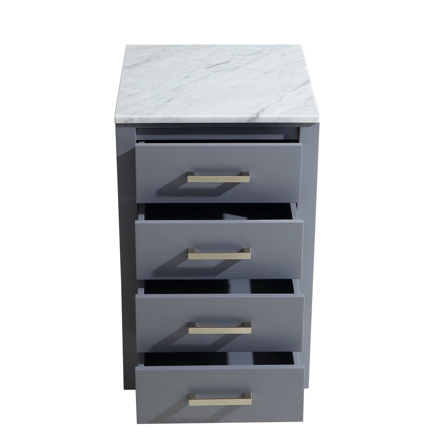 Jacques 20" Dark Grey Side Cabinet, White Carrara Marble Top