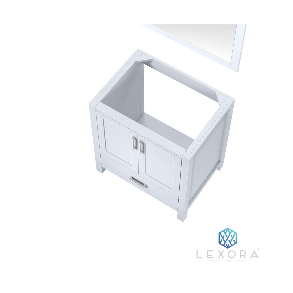 Jacques 30" White Single Vanity White, no Top and 28" Mirror