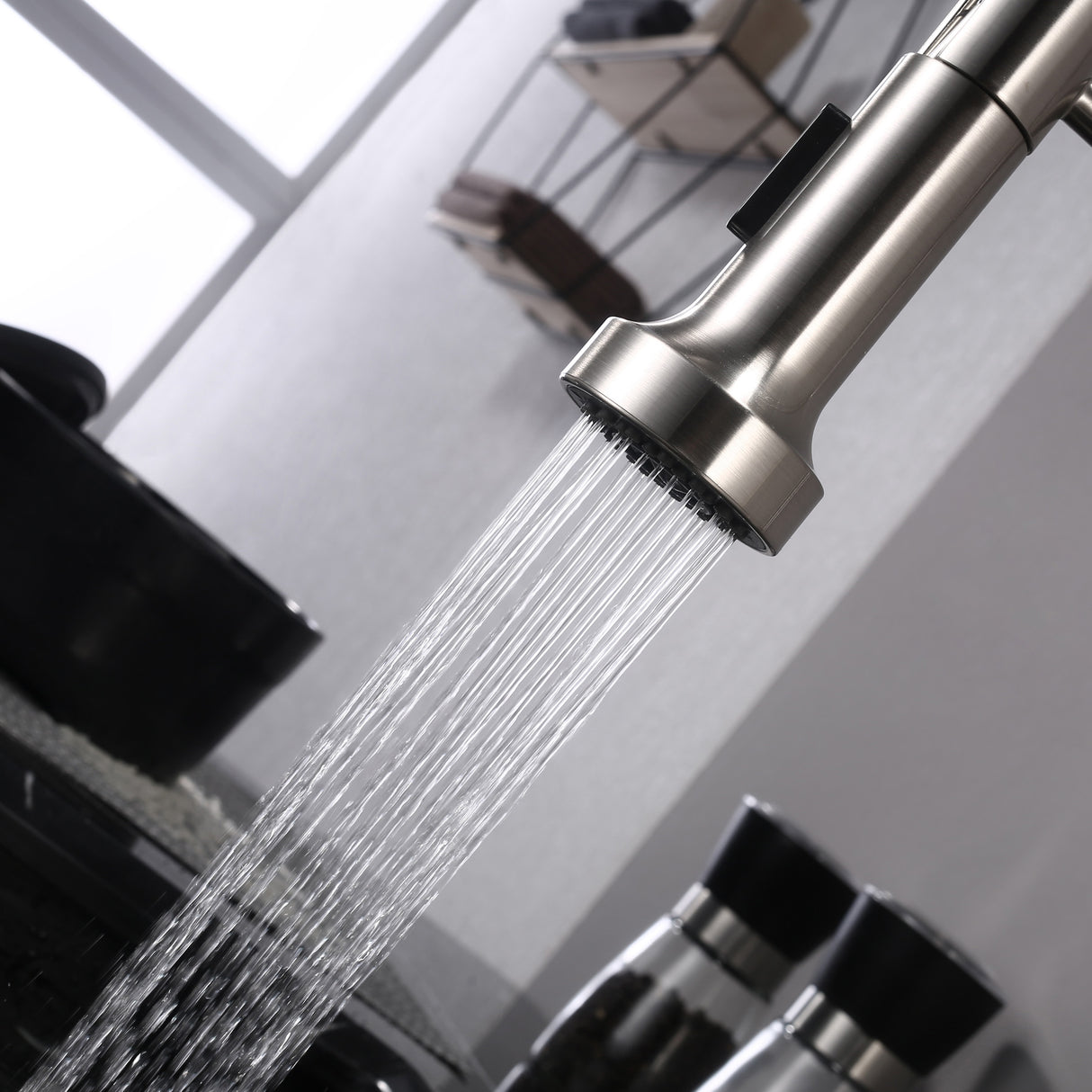 Lanuvio Brass Kitchen Faucet w/ Pull Out Sprayer - Brushed Nickel