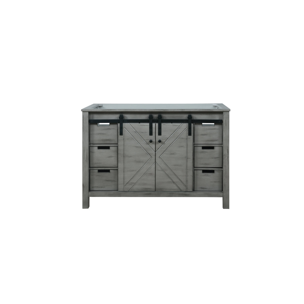 Marsyas 48" Ash Grey Single Vanity, White Quartz Top, White Square Sink and 44" Mirror w/ Faucet