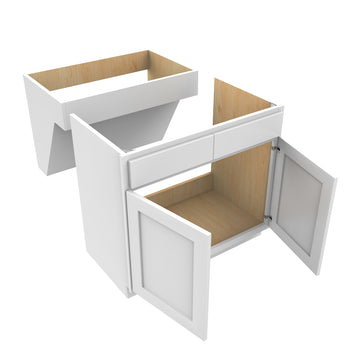 36 Inch Wide Accessible ADA - 2 Door Removable Sink Base Cabinet - Luxor White Shaker - Ready To Assemble, 36