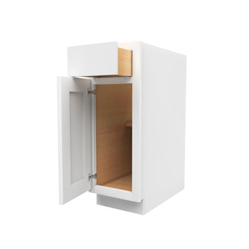 12 Inch Wide Accessible ADA - Single Door Base Cabinet - Luxor White Shaker - Ready To Assemble, 12