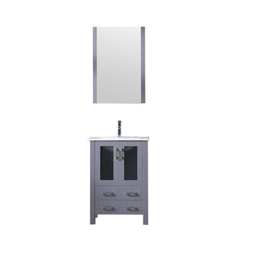 Volez 24" Dark Grey Single Vanity, Integrated Top, White Integrated Square Sink and 22" Mirror