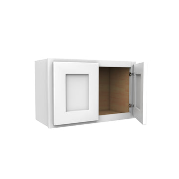 15 Inch High Double Door Wall Cabinet - Luxor White Shaker - Ready To Assemble, 24