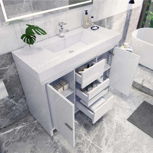 New High Gloss Modern White Under Sink Bathroom Cabinet Cupboard Storage  Vanity