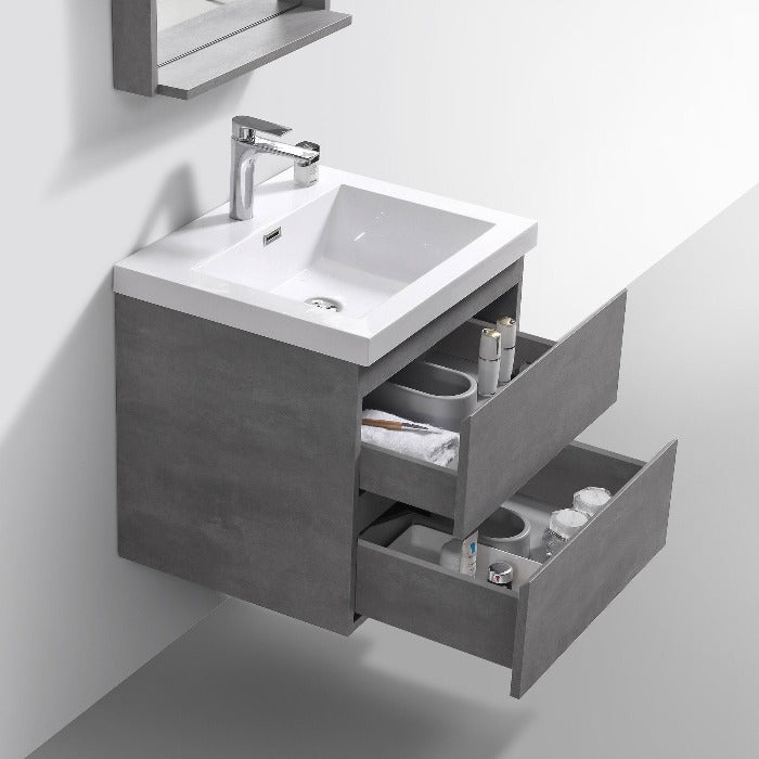 Brooklyn Floating / Wall Mounted Bathroom Vanity With Acrylic Sink