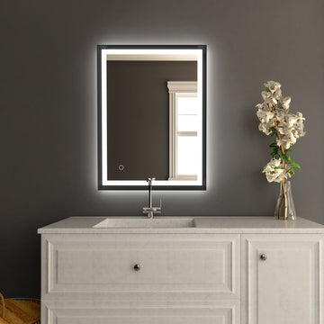 Bathroom Led Vanity Mirror with Frame, Dimmable Touch Switch Control, Anti-Fog Wall Mounted Makeup Mirror