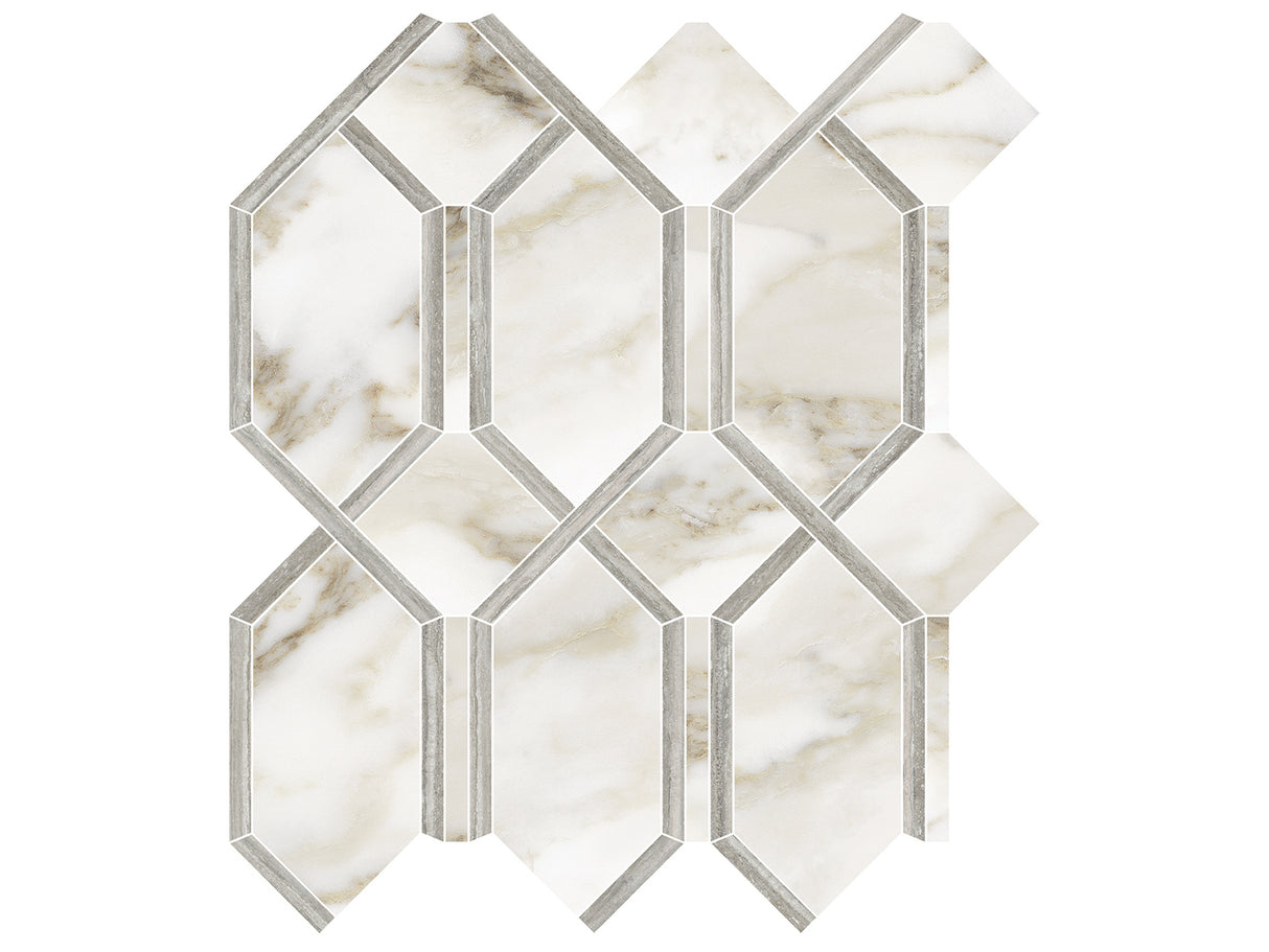 Modella La Marca Calacatta Polished Glazed Porcelain Mosaic