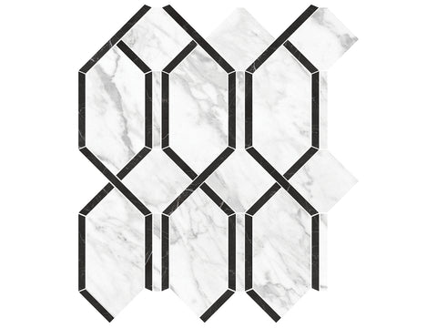 Modella La Marca Statuario Nuovo Polished Glazed Porcelain Mosaic