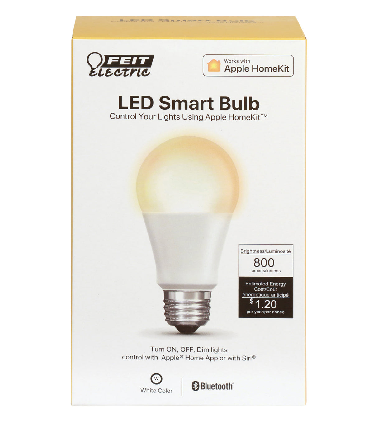 LED Apple HomeKit A19 60W Eq., 800 Lumens, 25,000 Life Hours, 2700K